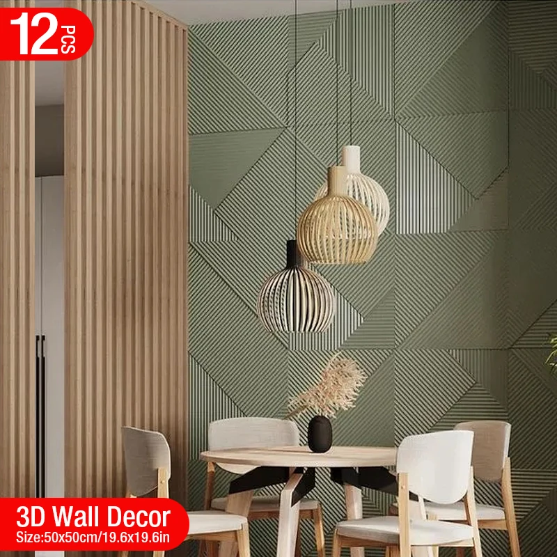 Wall Panel 3D Texture - 12 قطعة 50 سنتيمتر ثلاثية الأبعاد