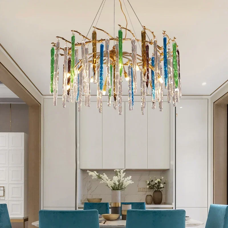 Interior Design Elements - الشمال الفاخرة الملونة كريستال مصابيح السقف